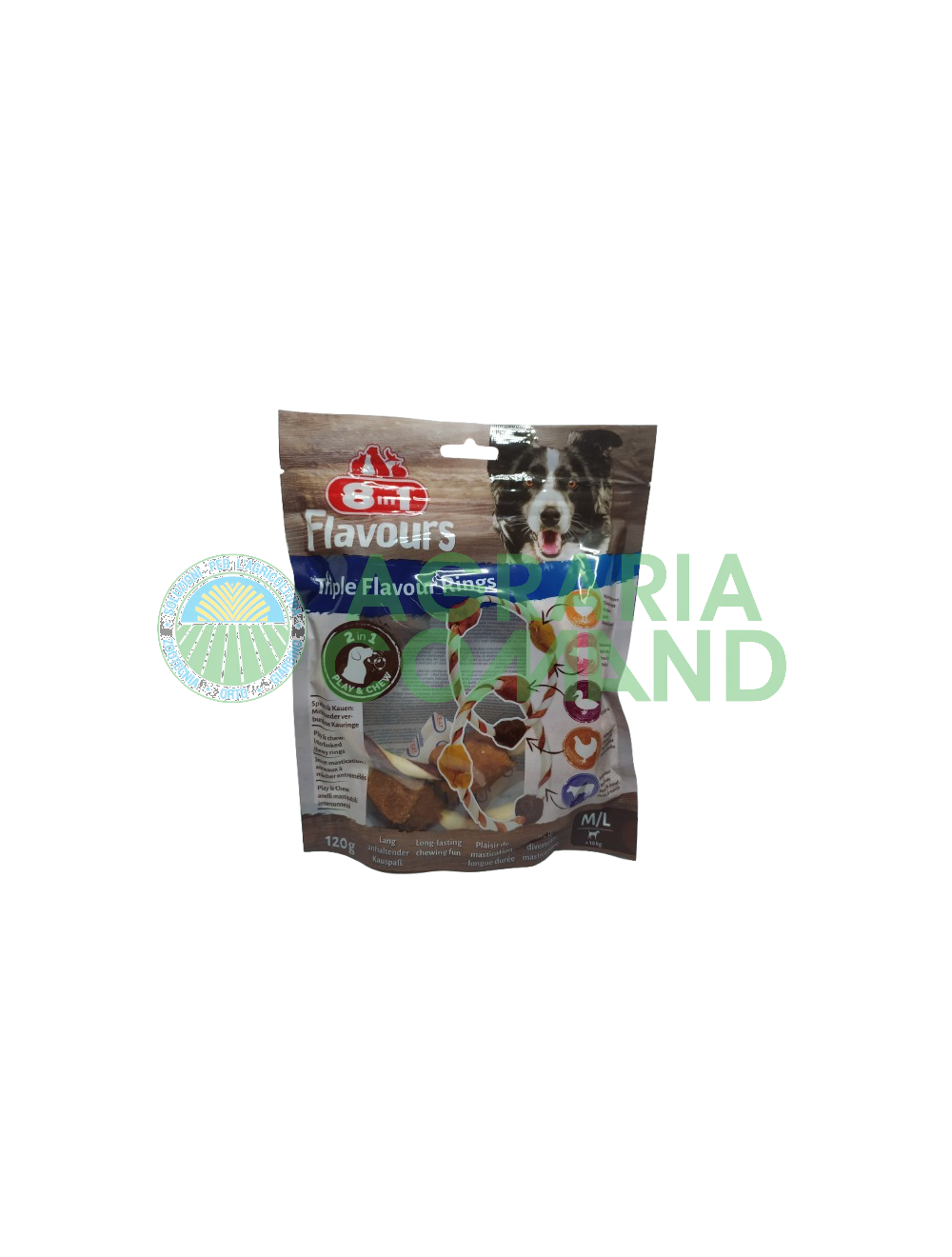 Confezione snack per cani 8 in 1 Flavours Triple Flavour Rings