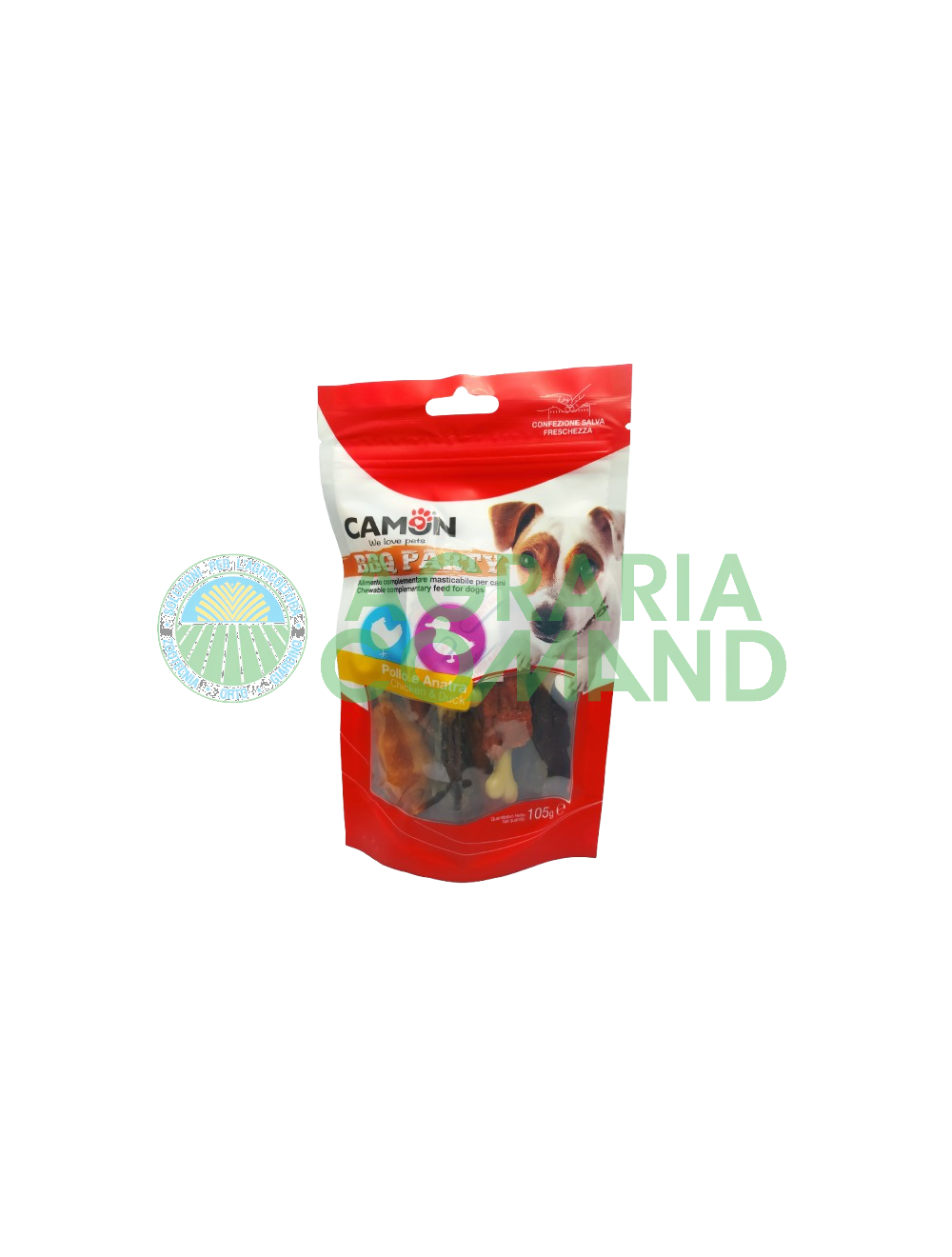 Confezione di snack per cani Camon BBQ Party Pollo e Anatra 