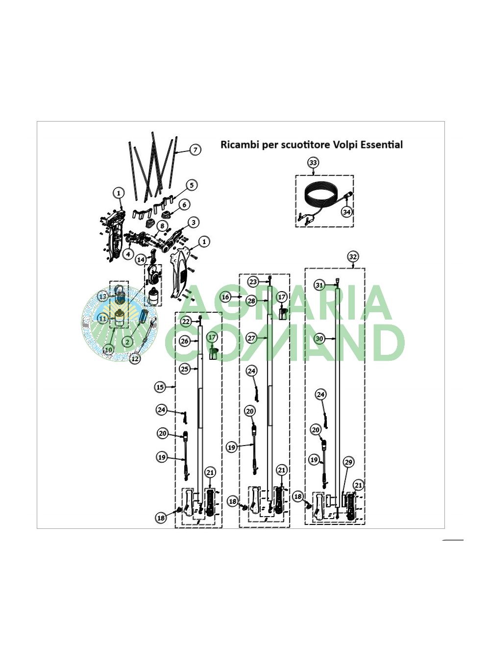 Esploso ricambi scuotitore Volpi Essential