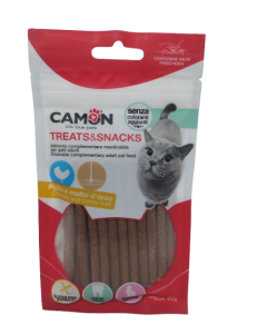 Confezione snack per gatti Camon Treats e Snacks Pollo e Malto d'Orzo