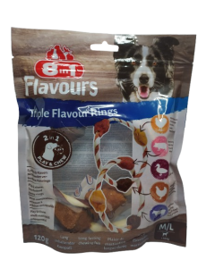 Confezione snack per cani 8 in 1 Flavours Triple Flavour Rings