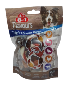 Confezione di snack per cani 8in1 Flavours Triple Flavour Rings (Piccoli)