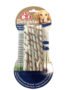 Confezione di snack per cani 8in1 Delights Beef Twisted Sticks