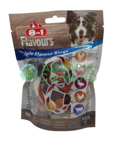 Confezione di snack per cani 8in1 Flavours Triple Flavour Rings (Piccoli)