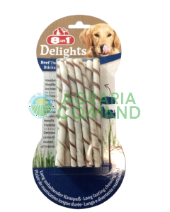 Confezione di snack per cani 8in1 Delights Beef Twisted Sticks
