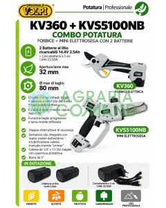 Kit potatura professionale forbice KV360 + potatore KVS5100NB volpi