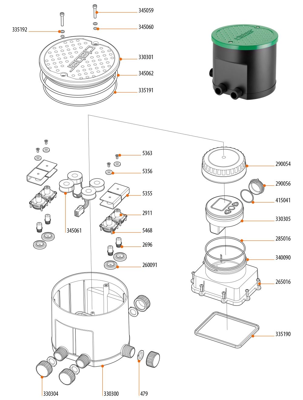 Esploso ricambi Hydro 4 Claber 90829