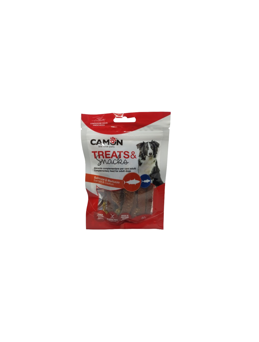Confezione snack per cani Camon Treats & Snacks Salmone e Merluzzo