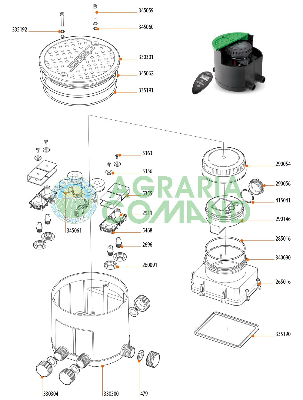 Esploso ricambi Hydro 4 Claber 90839