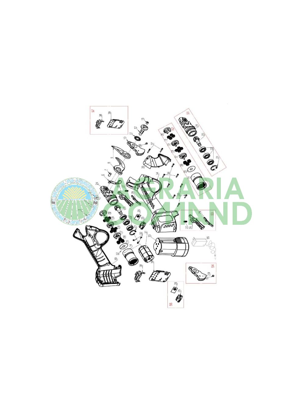 Esploso ricambi Forbice a batteria FE05-30 Archman Esploso ricambi Forbice a batteria FE05-30 Archman