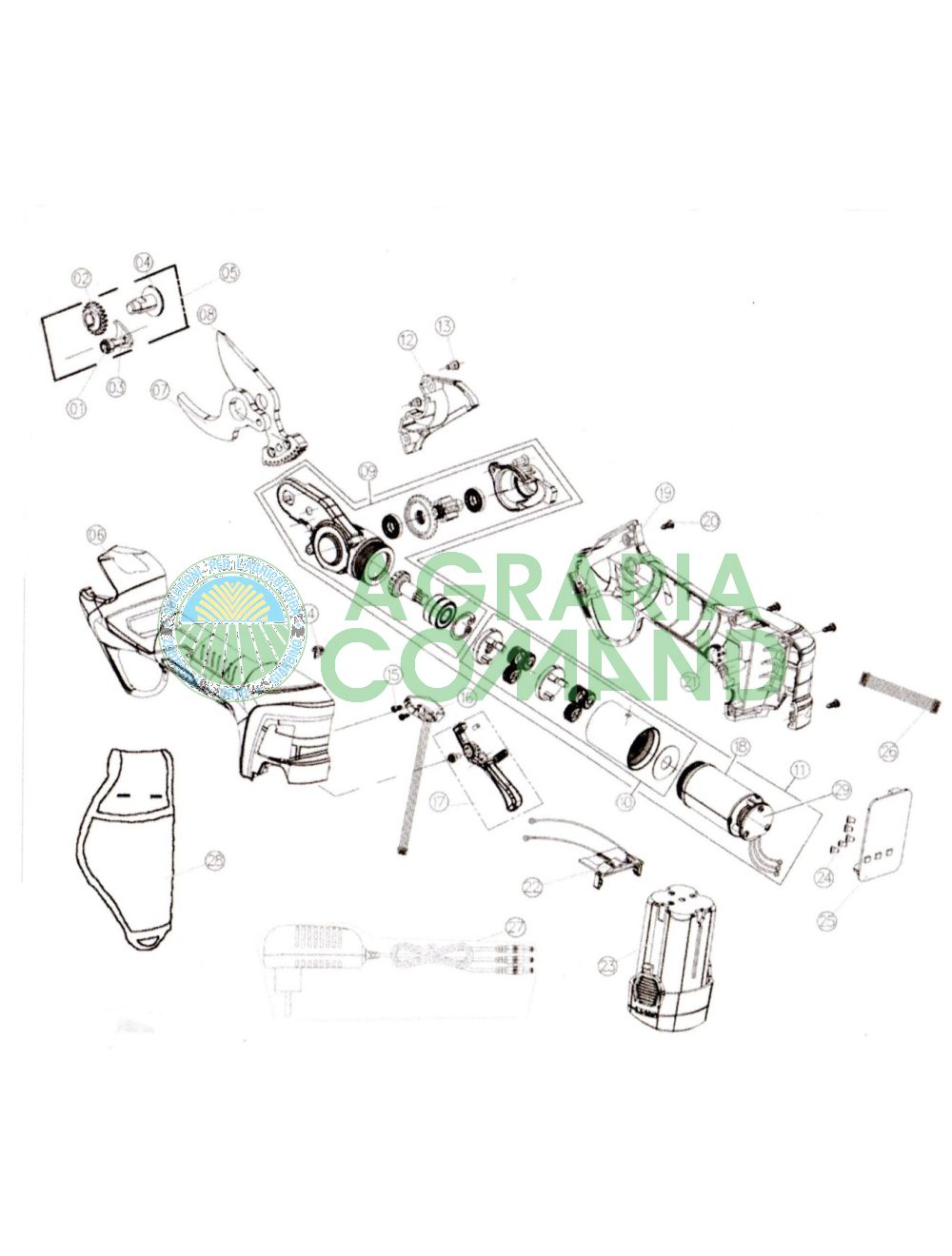 Esploso ricambi Forbice a batteria KV310