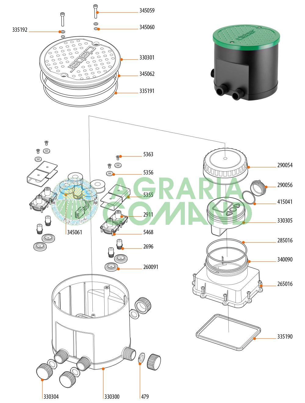 Esploso ricambi Hydro 4 Claber 90829
