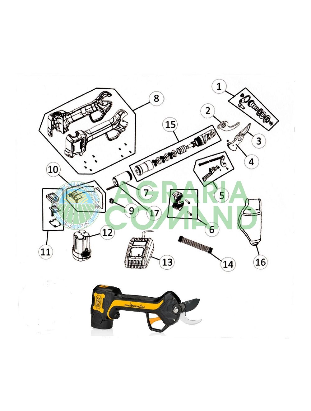 Esploso ricambi forbice Volpi Predator PV295 Esploso ricambi forbice Volpi Predator PV295