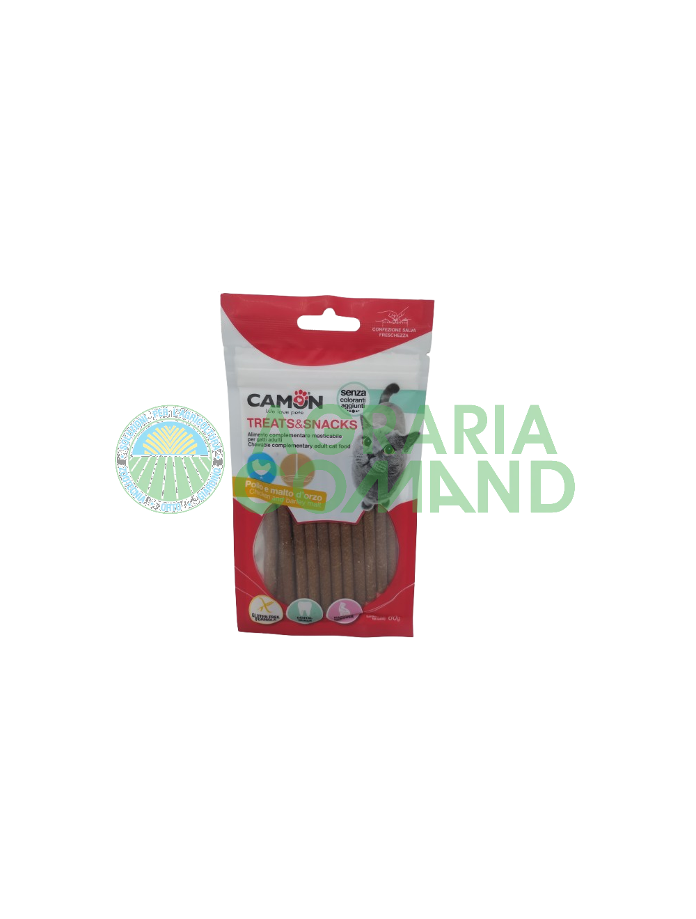 Confezione snack per gatti Camon Treats e Snacks Pollo e Malto d'Orzo
