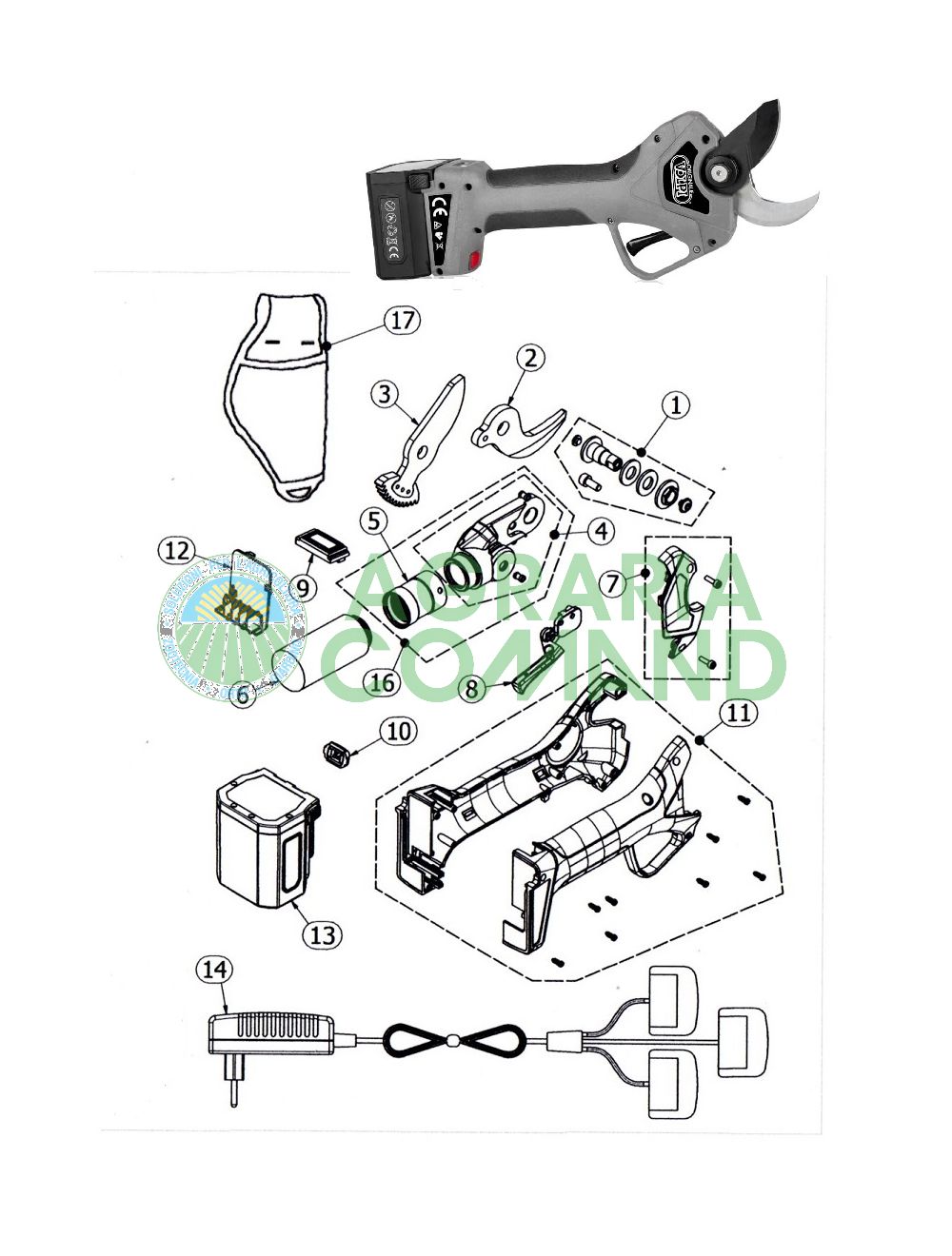 Lista ricambi forbice Volpi KV390