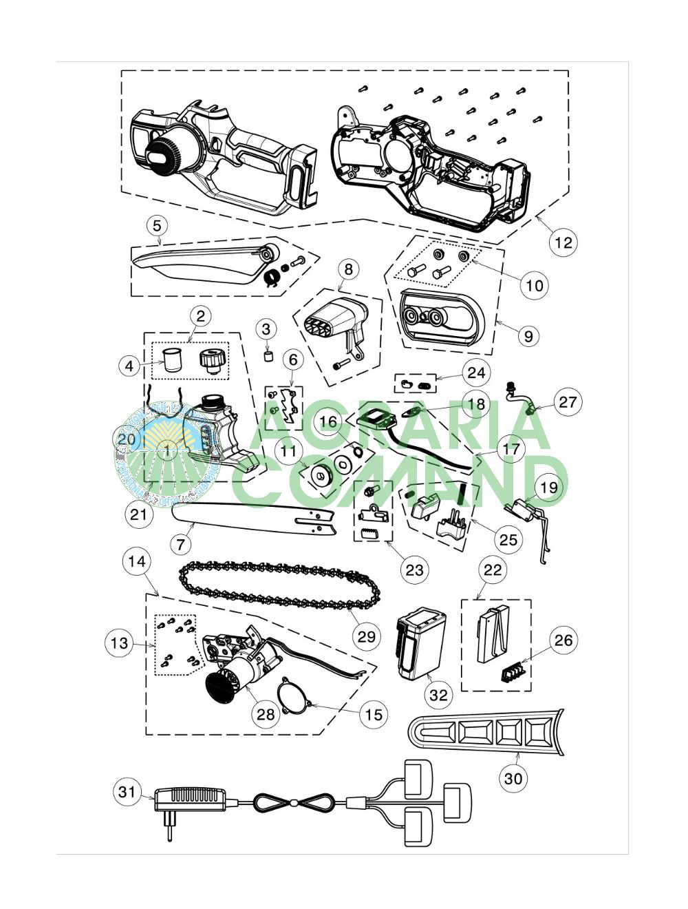 Esploso ricambi potatore Volpi KVS8000