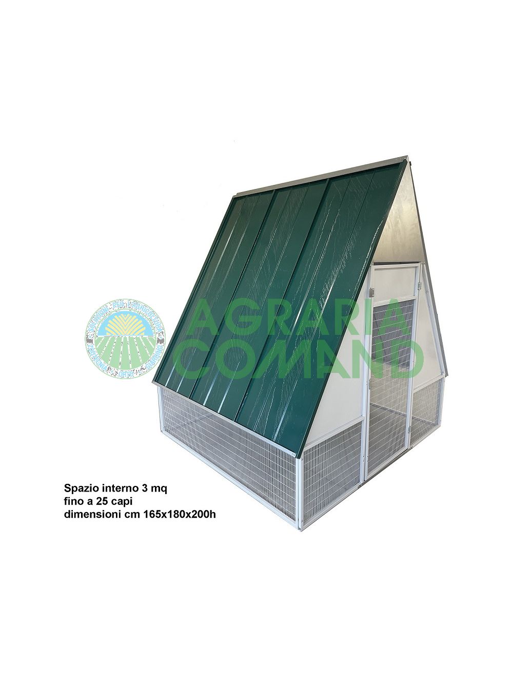 pollaio in metallo con spazio utile 3 mq.