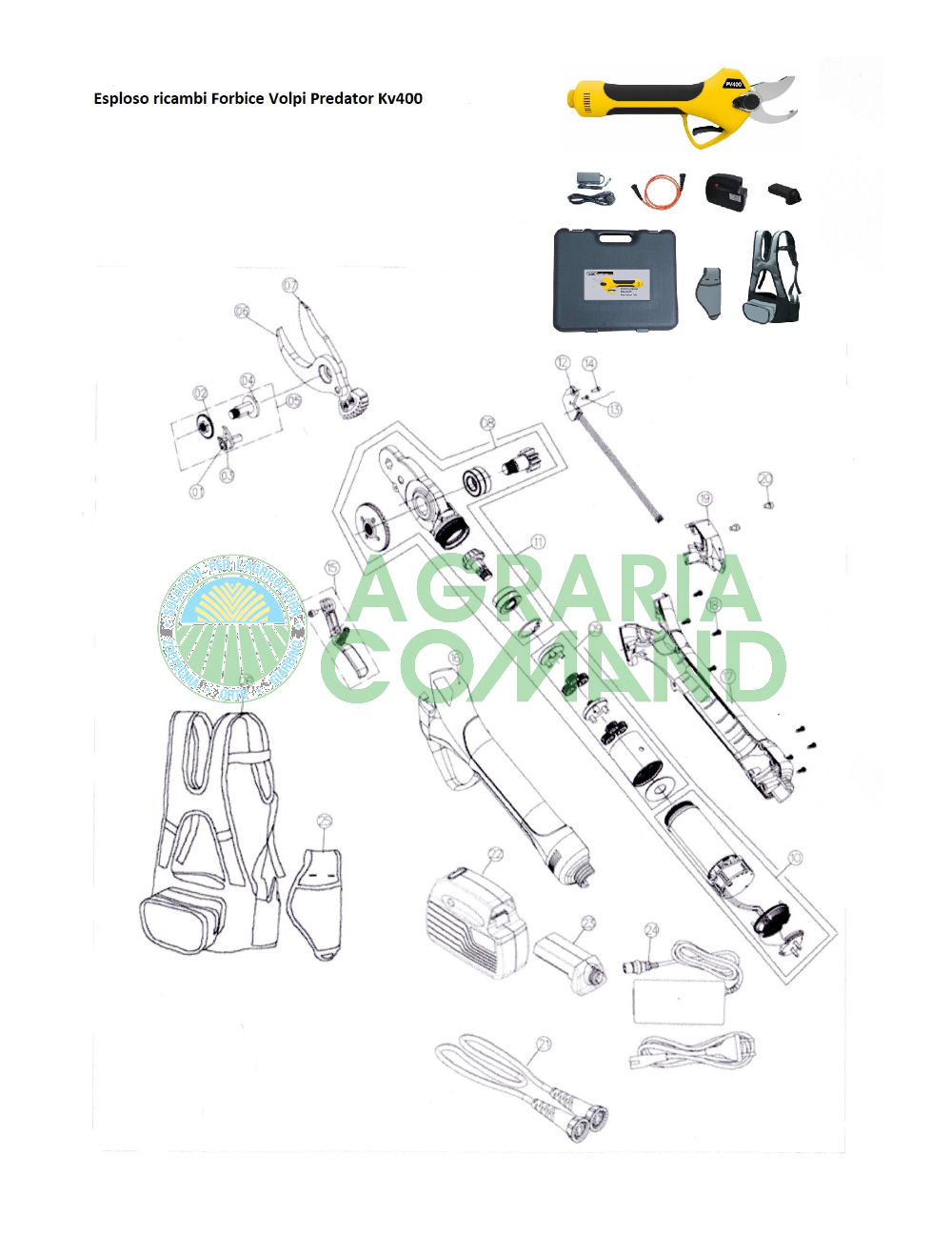 Esploso ricambi forbice Predator kv400