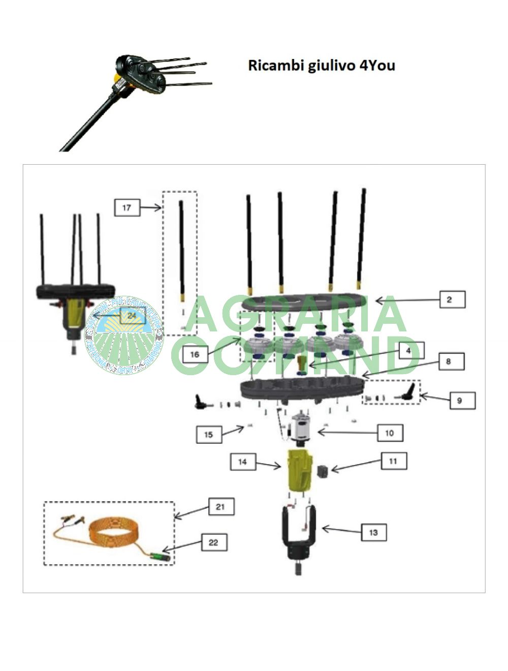 Esploso ricambi Scuotitore Giulivo 4You Volpi