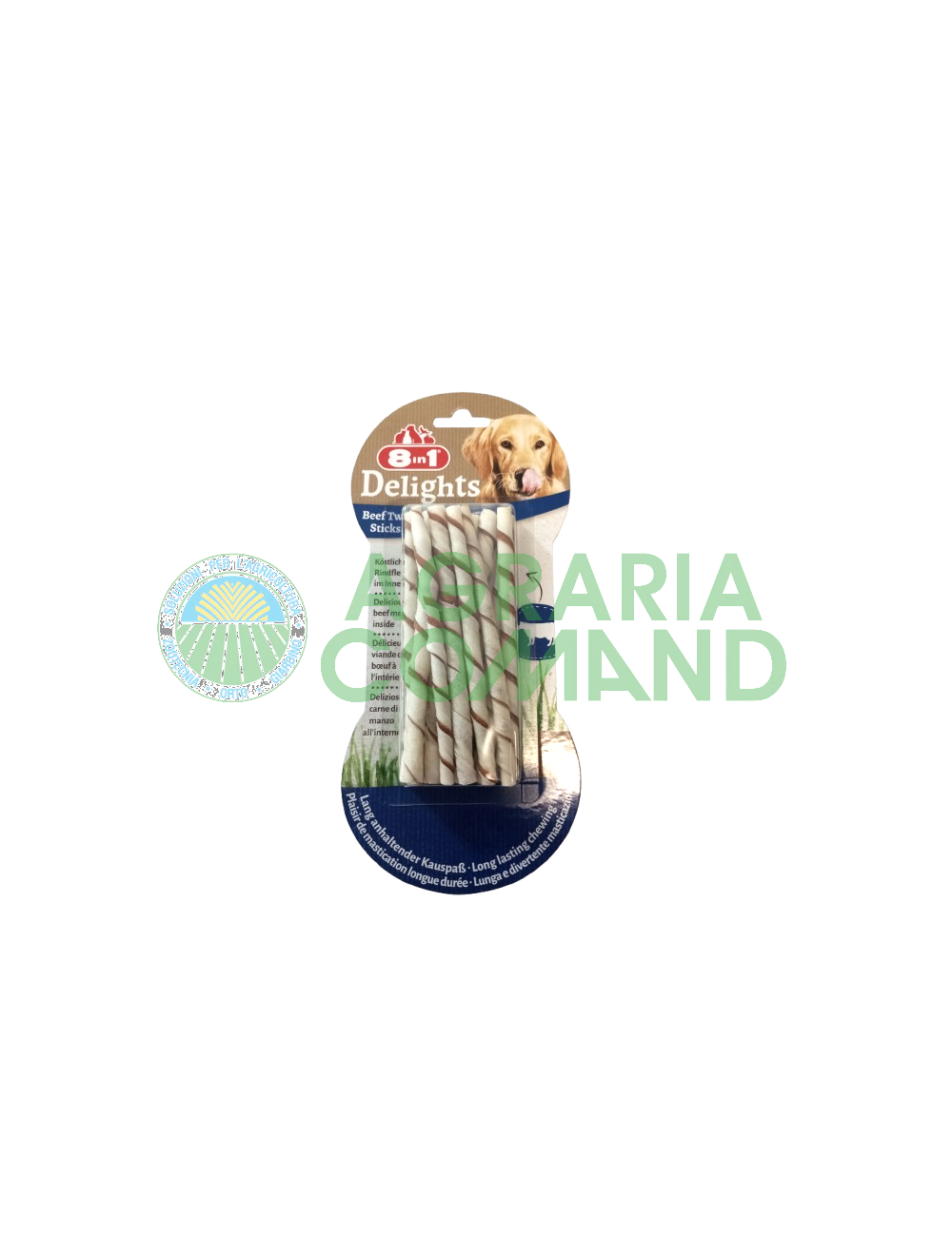 Confezione di snack per cani 8in1 Delights Beef Twisted Sticks Confezione di snack per cani 8in1 Delights Beef Twisted Sticks